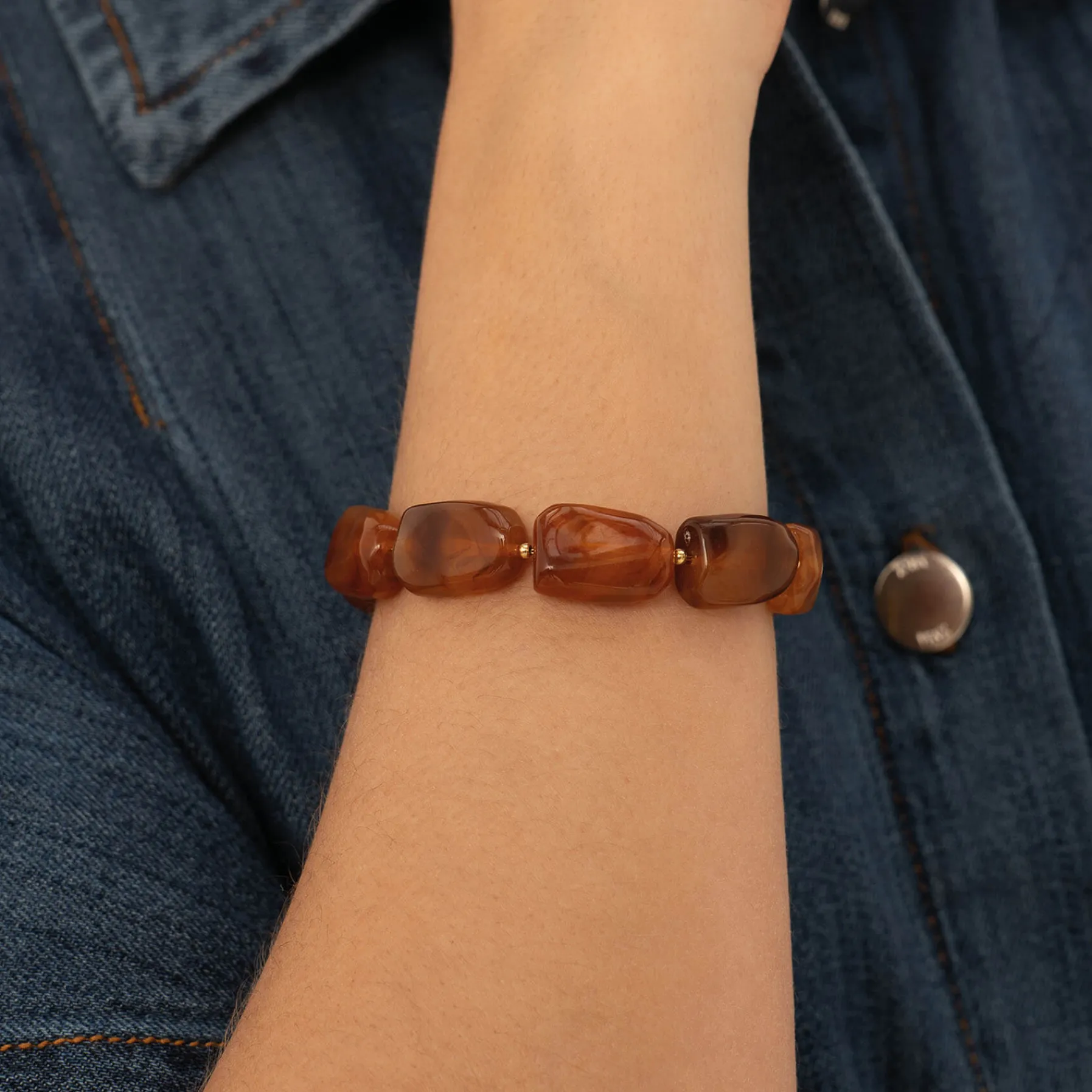 Femme Luzaka Bracelets<Bracelet Naomi marron acier doré or