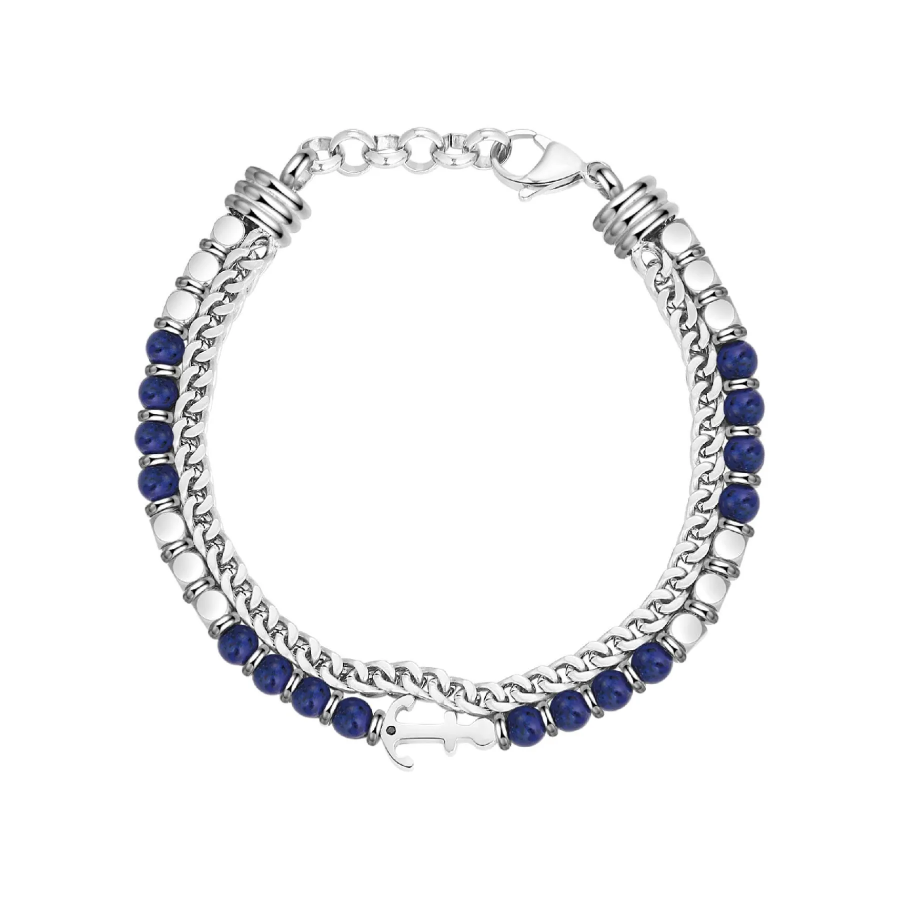 Homme Luzaka Bracelets<Bracelet Navy acier et pierres lapis lazuli