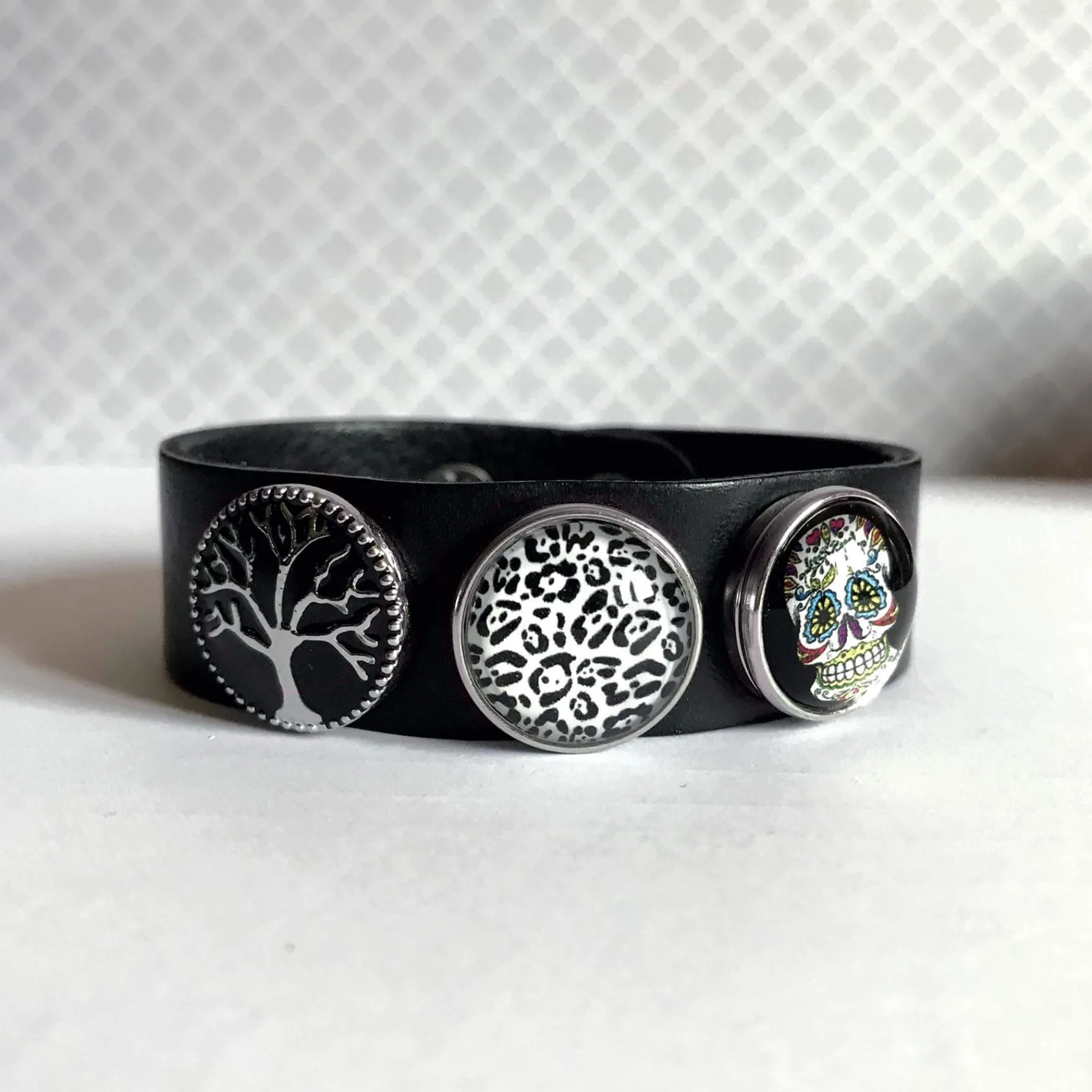 Luzaka Bijoux Snap<Bracelet Snap Cuero noir