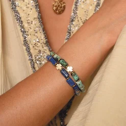 Femme Luzaka Bracelets<Bracelet Trefle Lapis Lazuli acier doré or