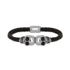 Homme Luzaka Bracelets<Bracelet Têtes de mort cuir et acier