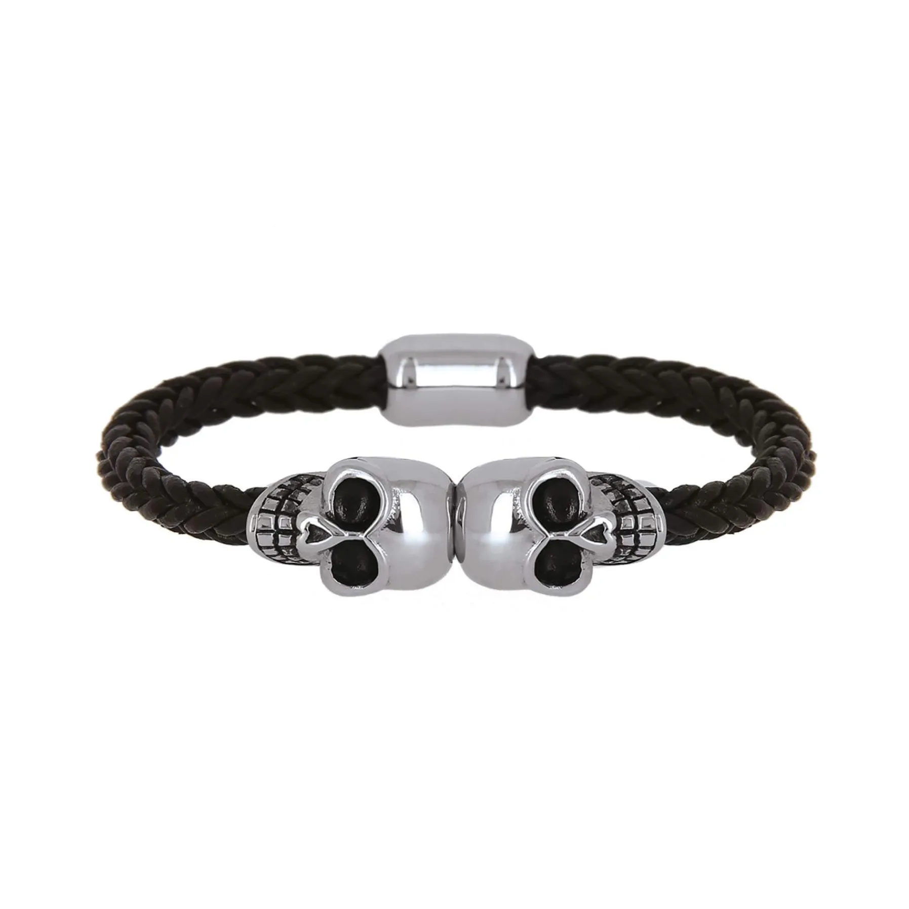 Homme Luzaka Bracelets<Bracelet Têtes de mort cuir et acier