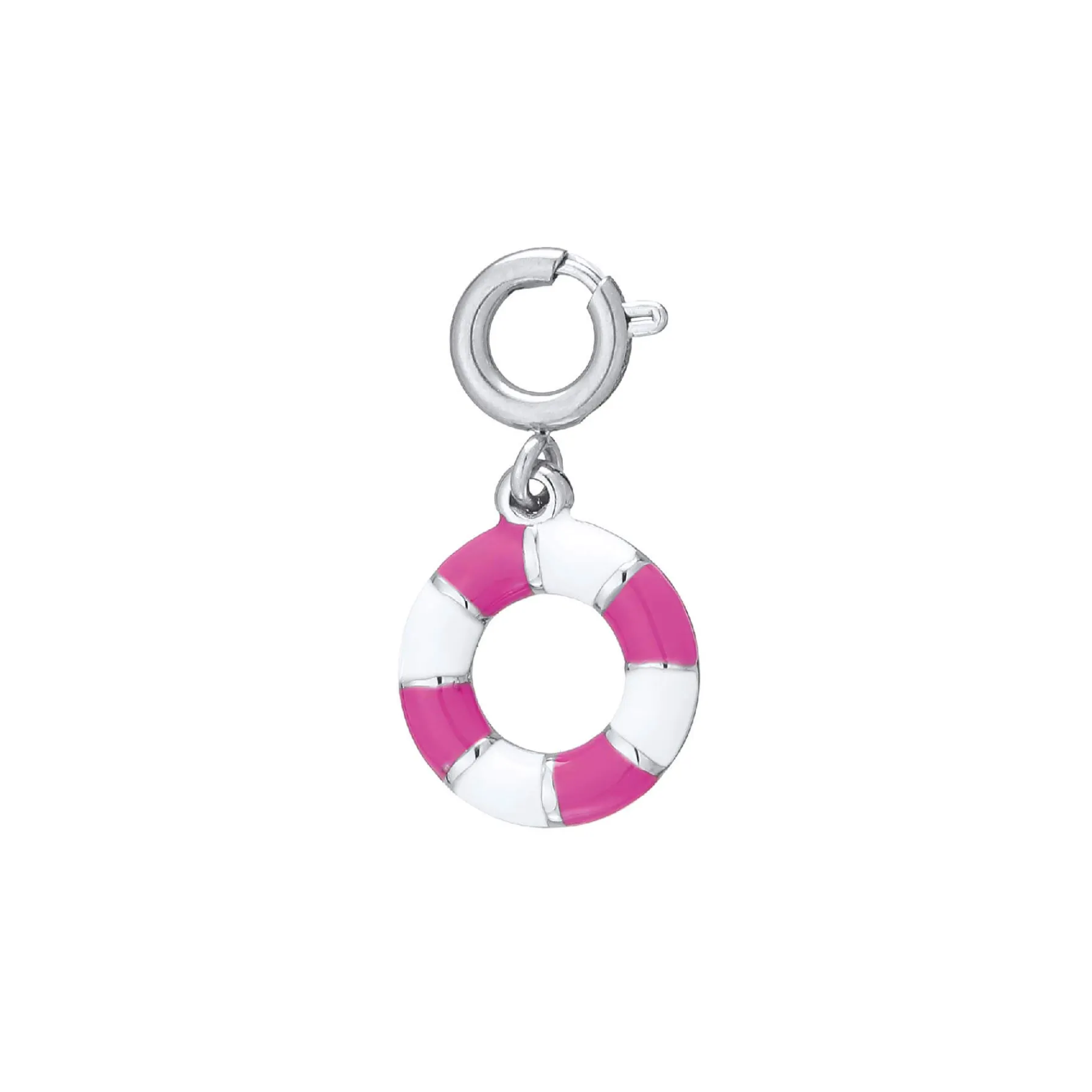 Luzaka Luzacharms<Charm Bouée rose acier argenté