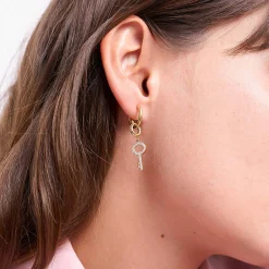 Luzaka Luzacharms<Charm Clef zircons acier doré or