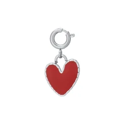 Luzaka Luzacharms<Charm coeur rouge acier argenté