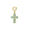 Luzaka Luzacharms<Charm Croix turquoise acier doré or