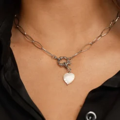 Luzaka Luzacharms<Charm Cœur nacre acier