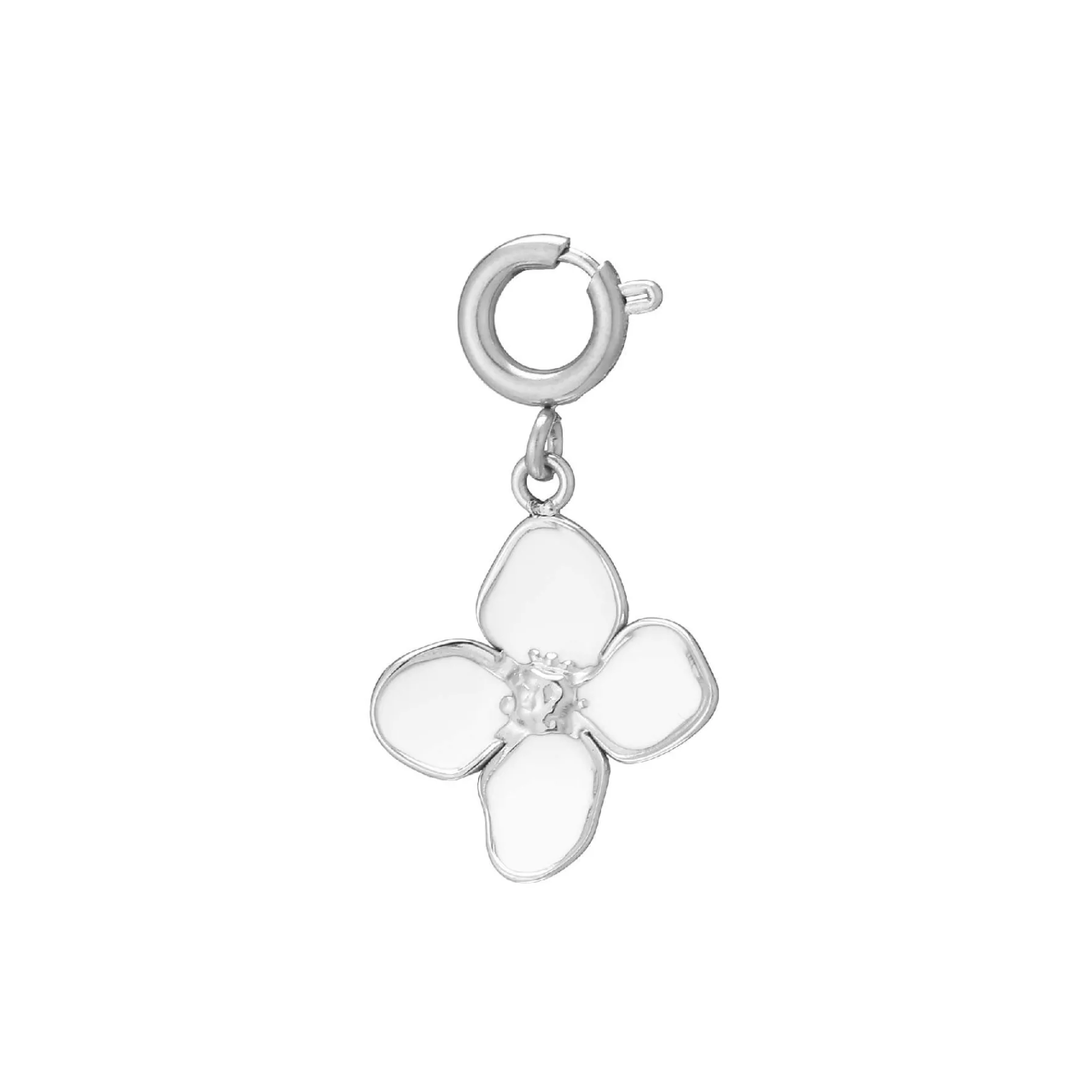 Luzaka Luzacharms<Charm Fleur blanche acier argenté