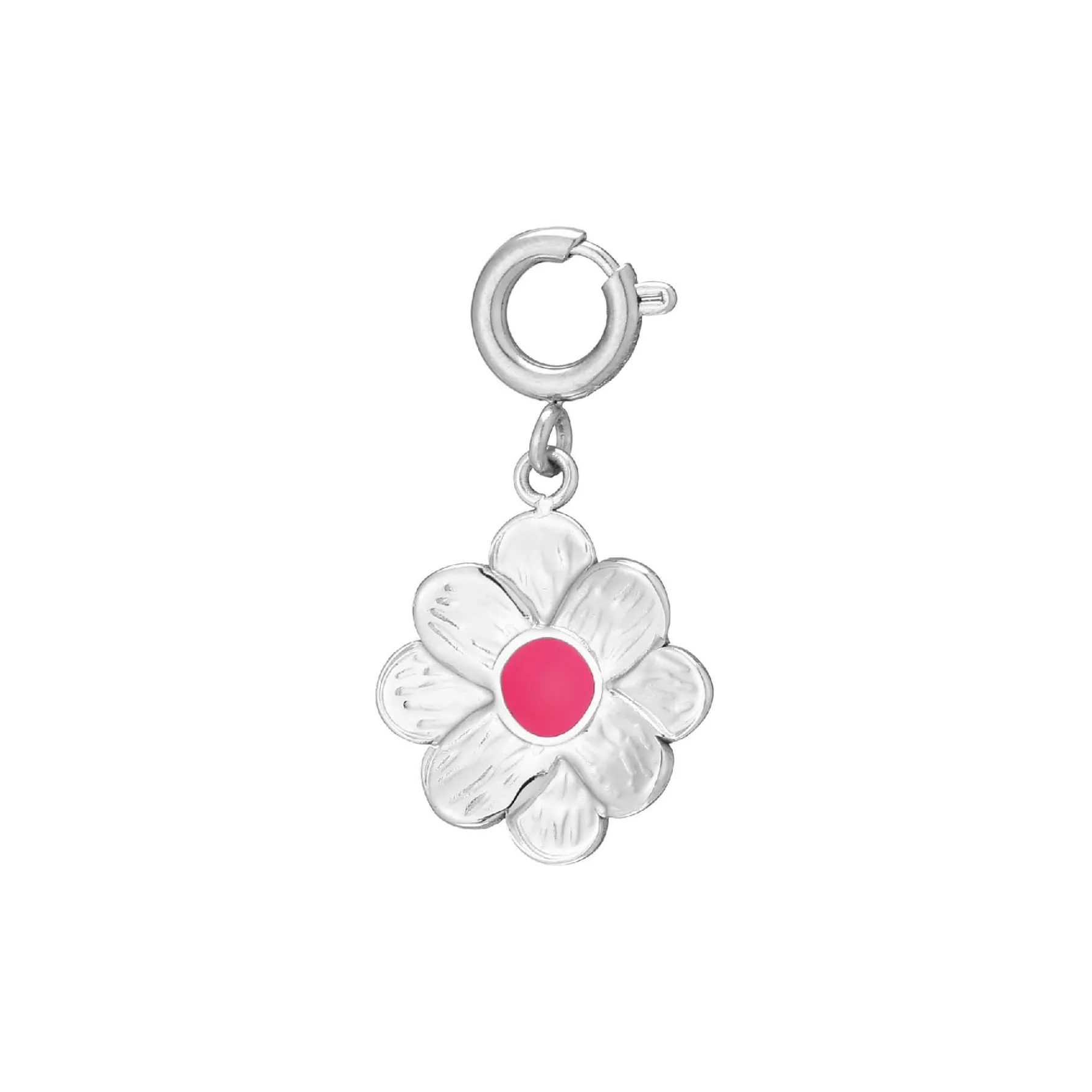 Luzaka Luzacharms<Charm Fleur fuchsia acier argenté