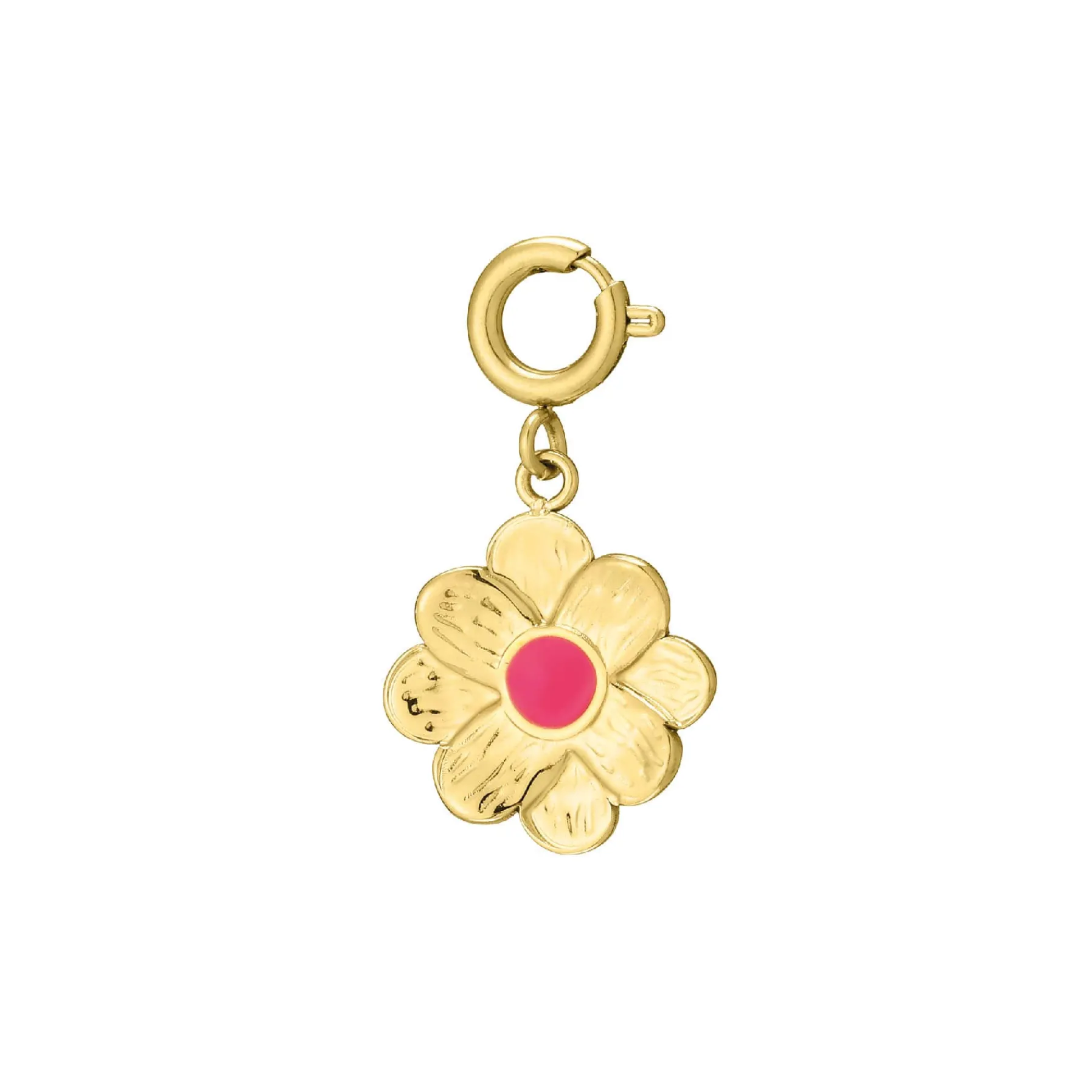 Luzaka Luzacharms<Charm Fleur fuchsia acier doré