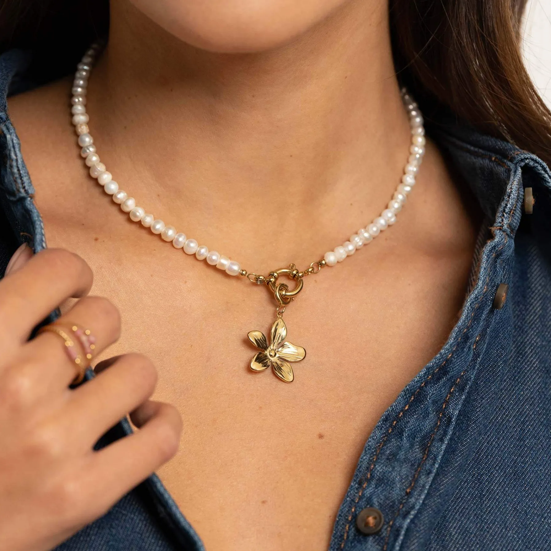 Luzaka Luzacharms<Charm Floria acier doré or