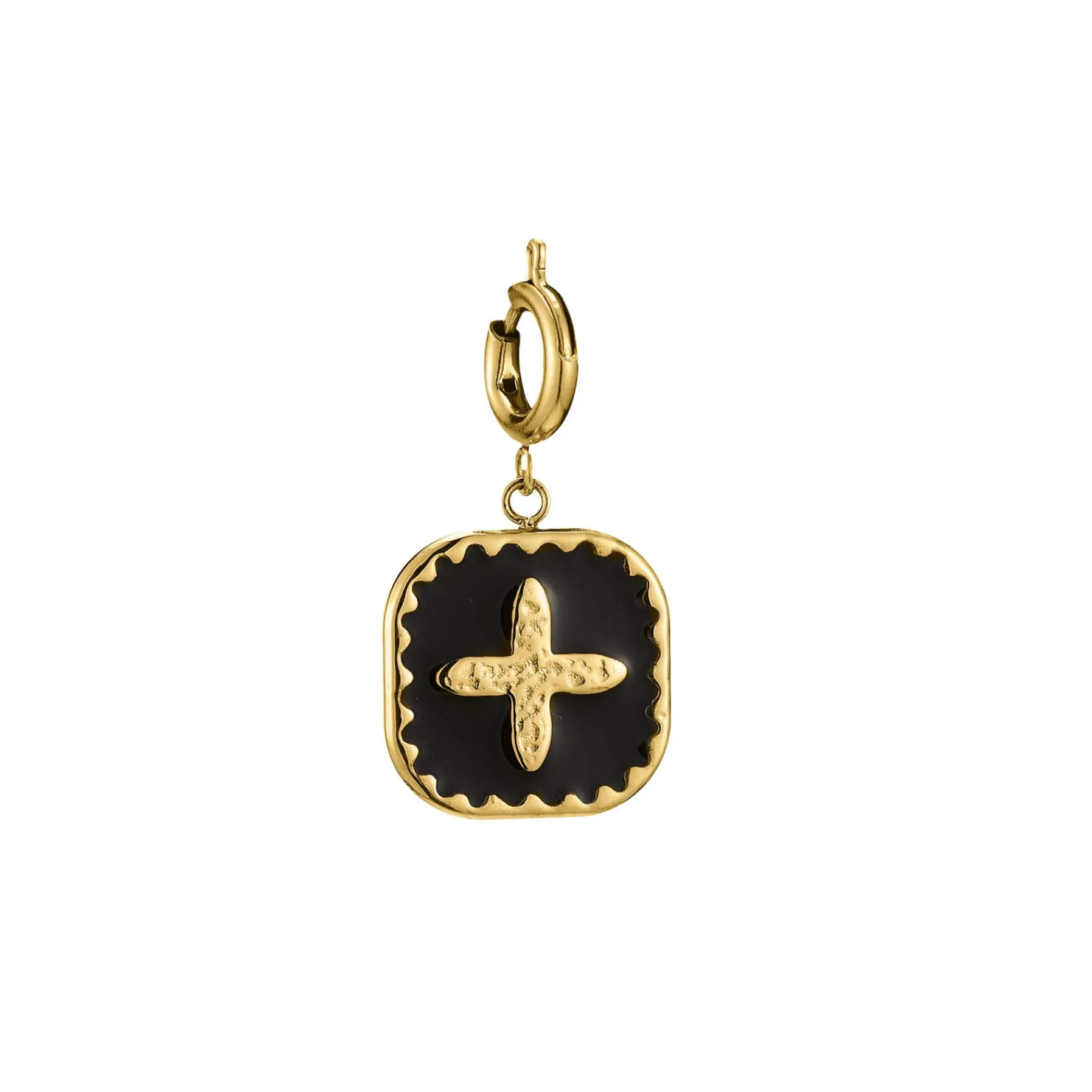 Luzaka Luzacharms<Charm Médaille Croix acier doré or