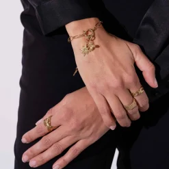 Luzaka Luzacharms<Charm Soleil acier doré or et zircon