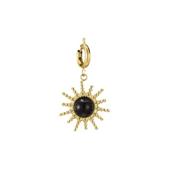 Luzaka Luzacharms<Charm Sun Agate Noire acier doré or