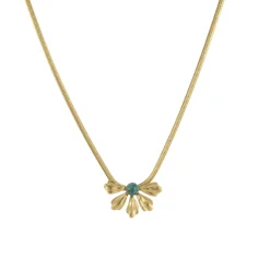 Femme Luzaka Colliers<Collier Amélie acier doré or pierre Pin Africain