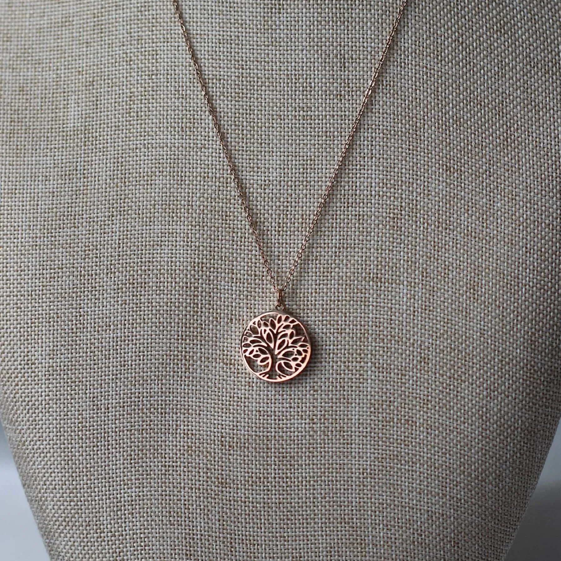 Femme Luzaka Colliers<Collier Arbre de vie acier doré rose