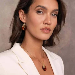 Femme Luzaka Colliers<Collier Automne rouge acier doré or