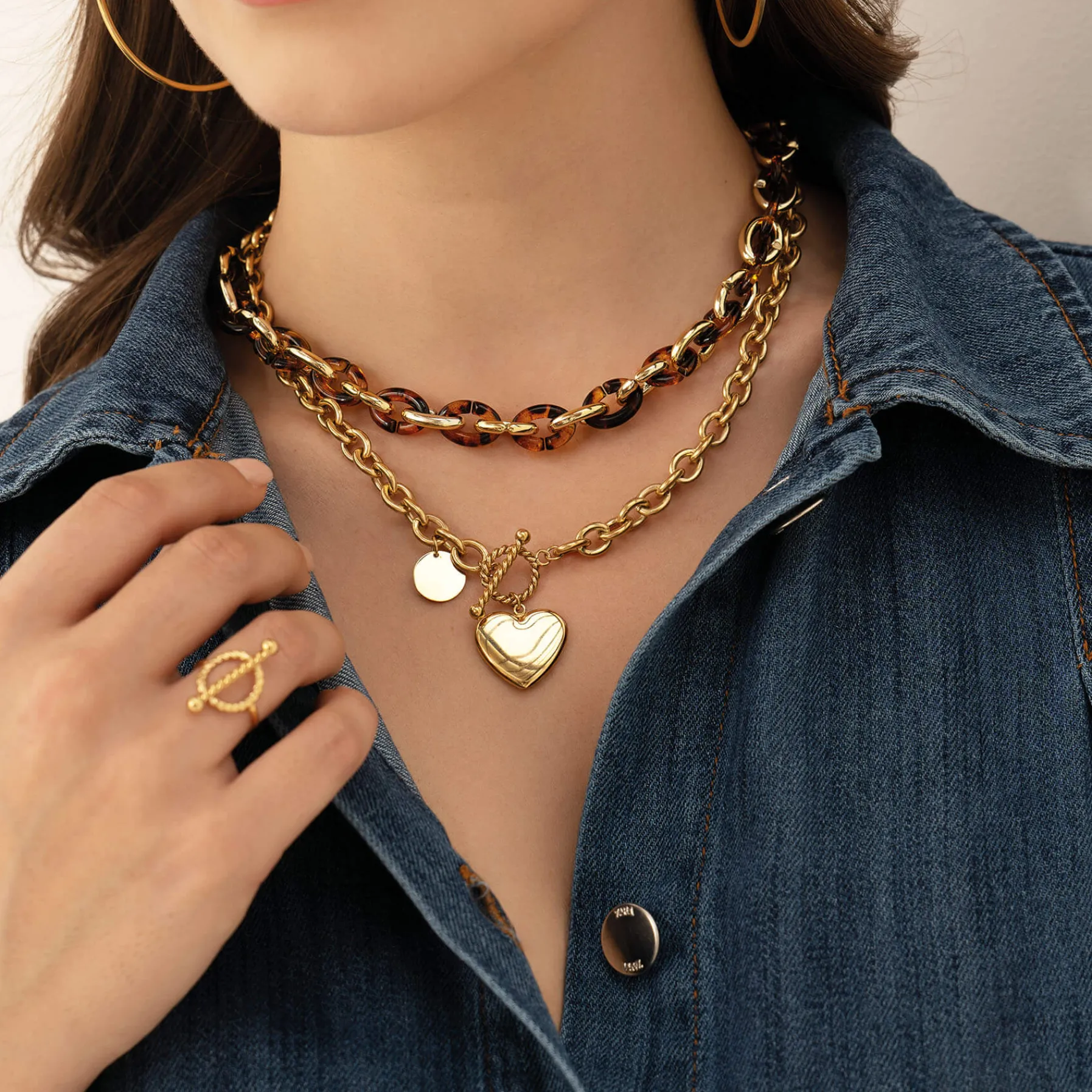 Femme Luzaka Colliers<Collier Corazon acier doré or