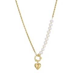 Femme Luzaka Colliers<Collier cœur Valentine acier doré or et nacre