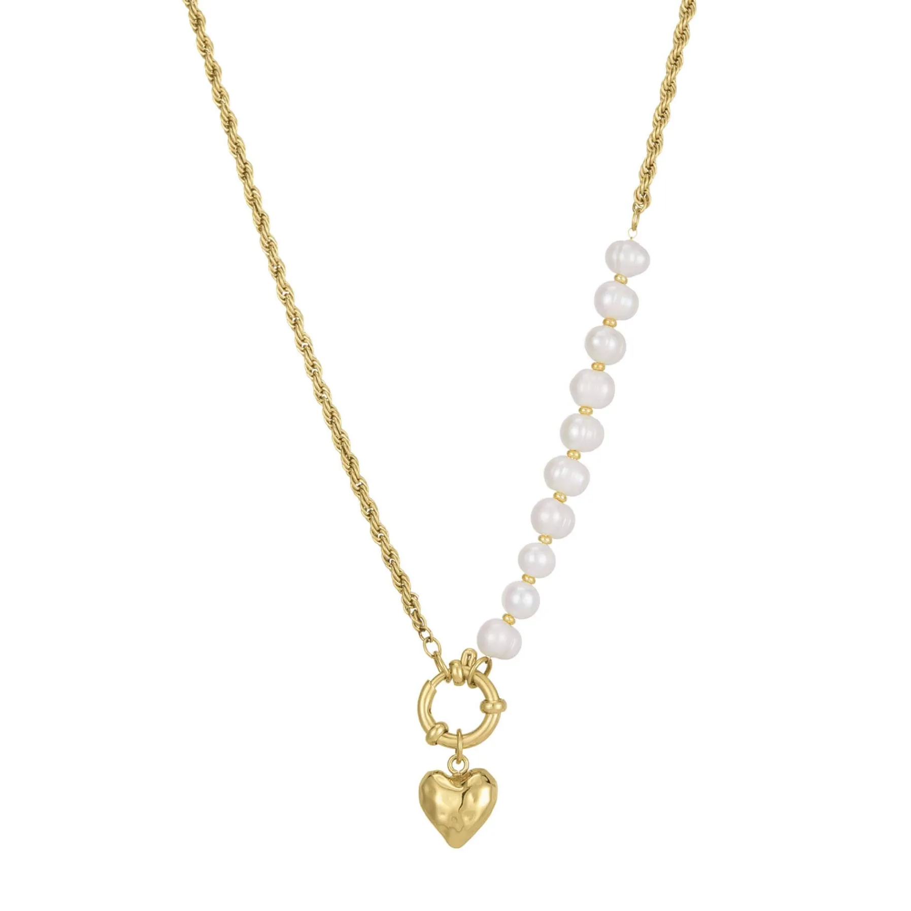 Femme Luzaka Colliers<Collier cœur Valentine acier doré or et nacre