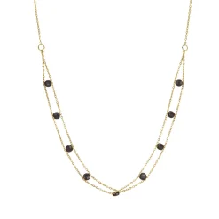 Femme Luzaka Colliers<Collier Double chaine pierres Obsidienne