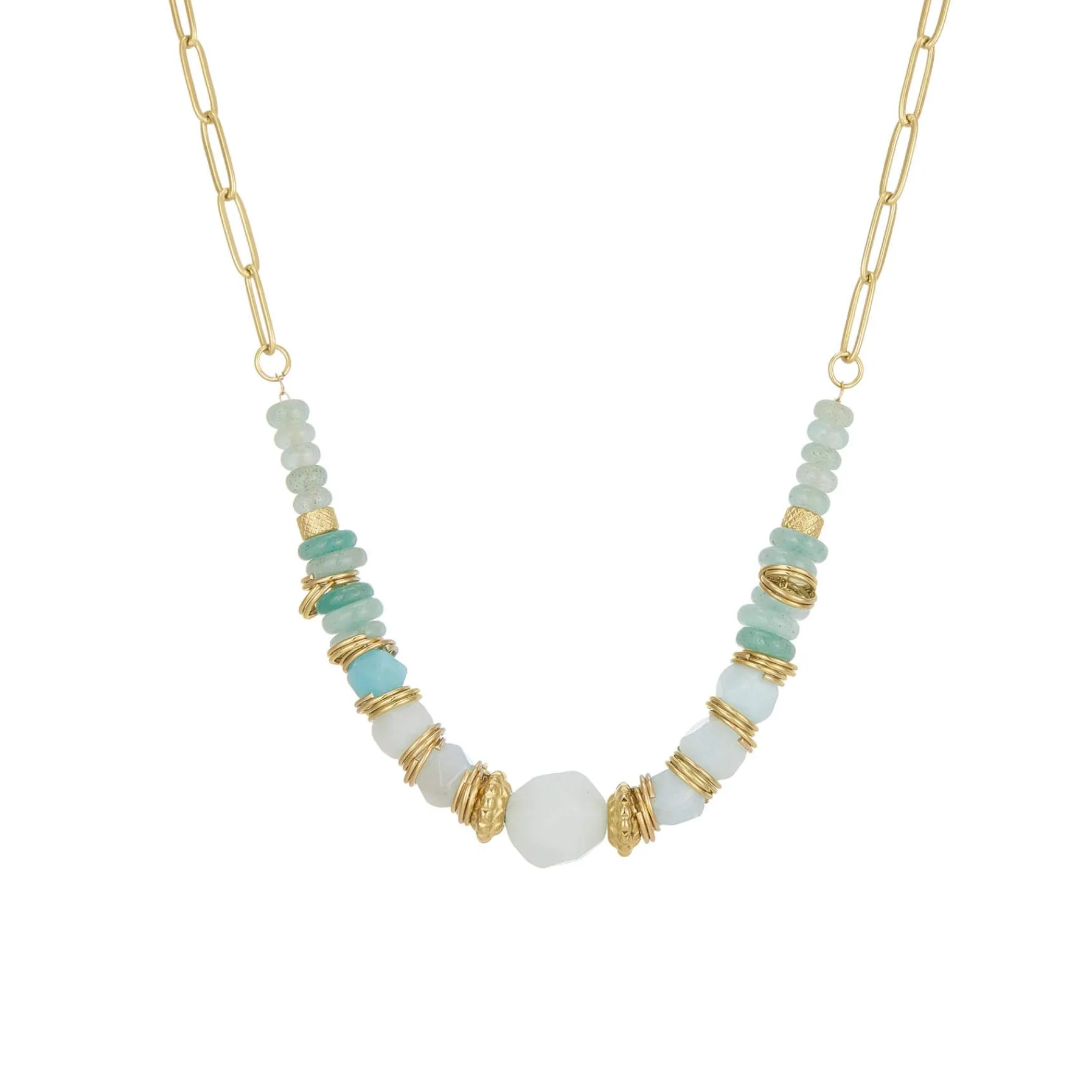 Femme Luzaka Colliers<Collier Elsa acier doré or Amazonite