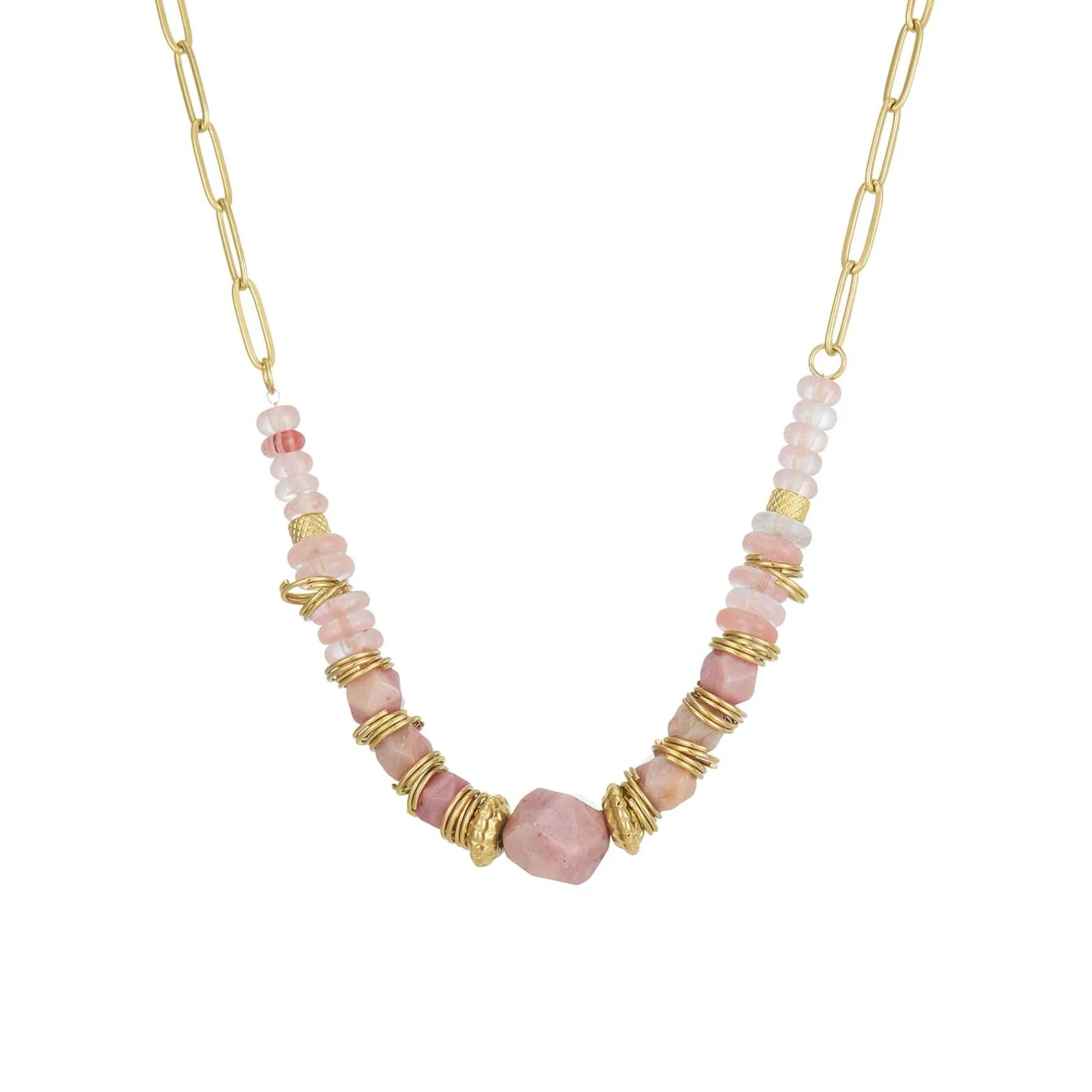Femme Luzaka Colliers<Collier Elsa acier doré or Rhodhonite