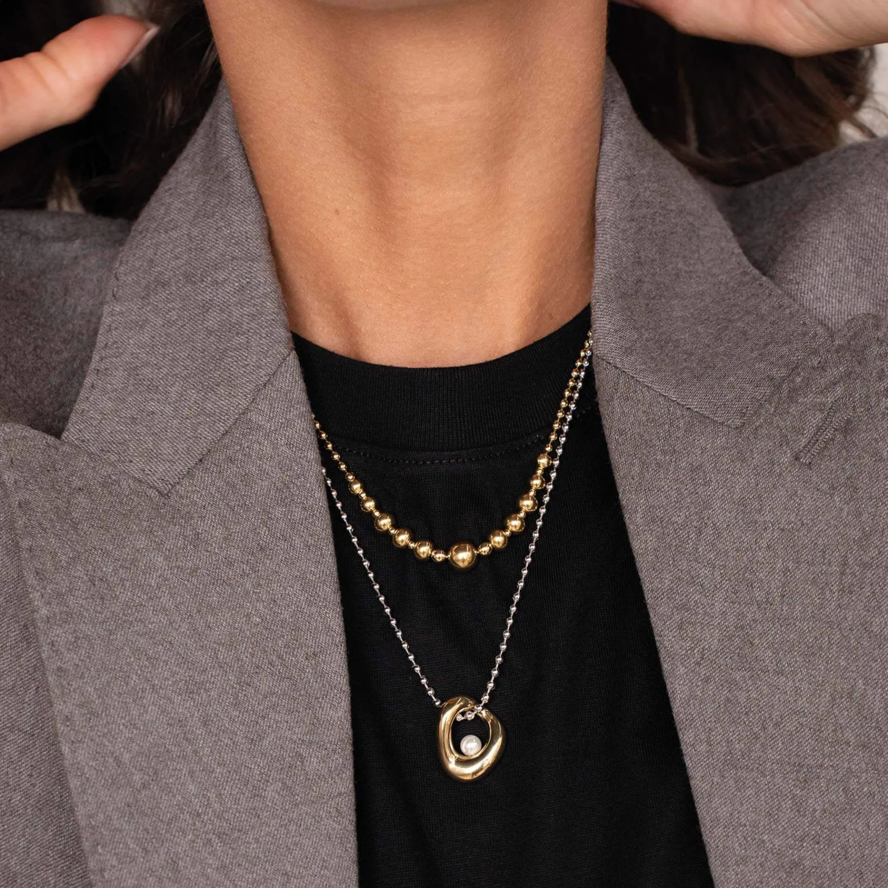 Femme Luzaka Colliers<Collier Erine acier argenté et doré or