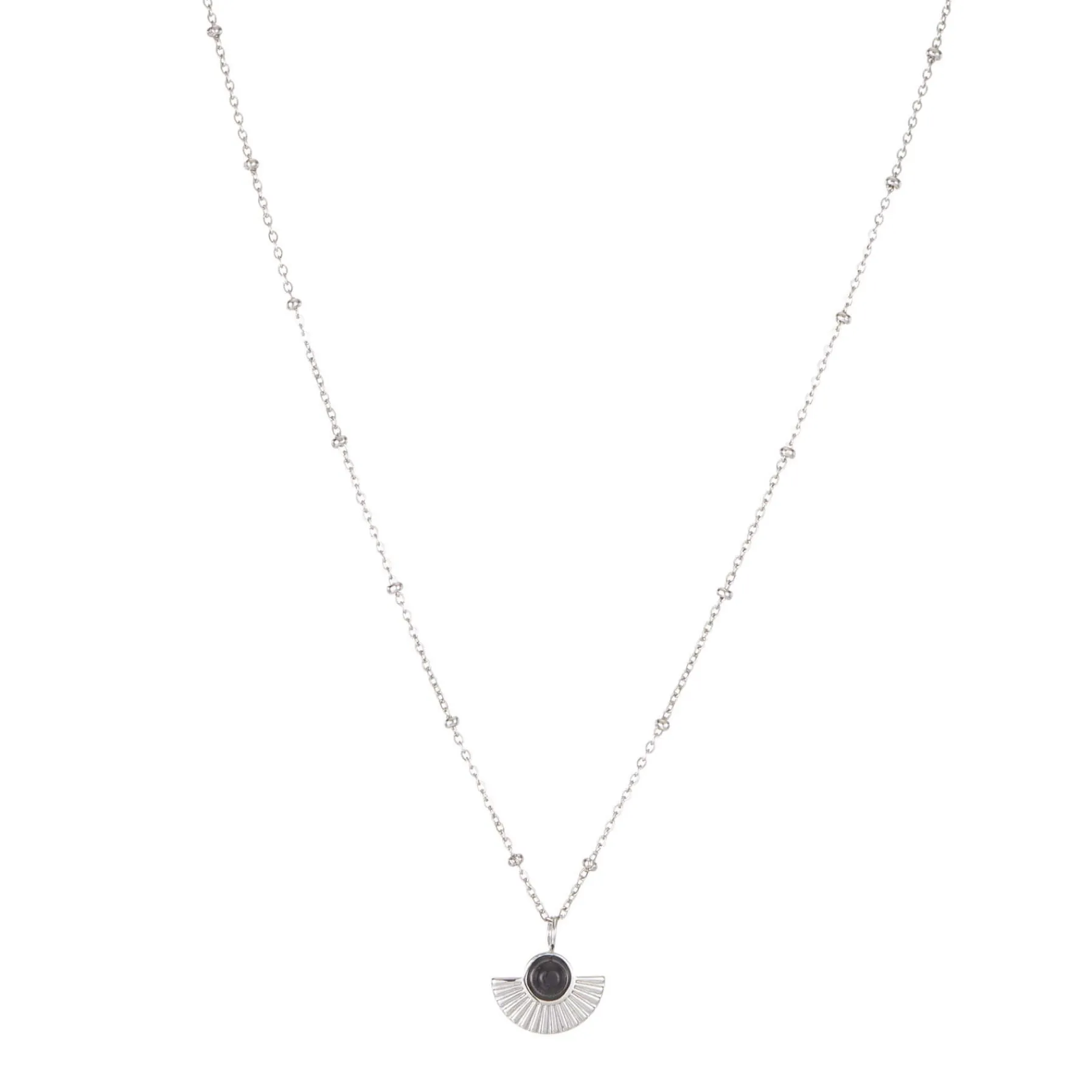 Femme Luzaka Colliers<Collier Eventail acier Obsidienne