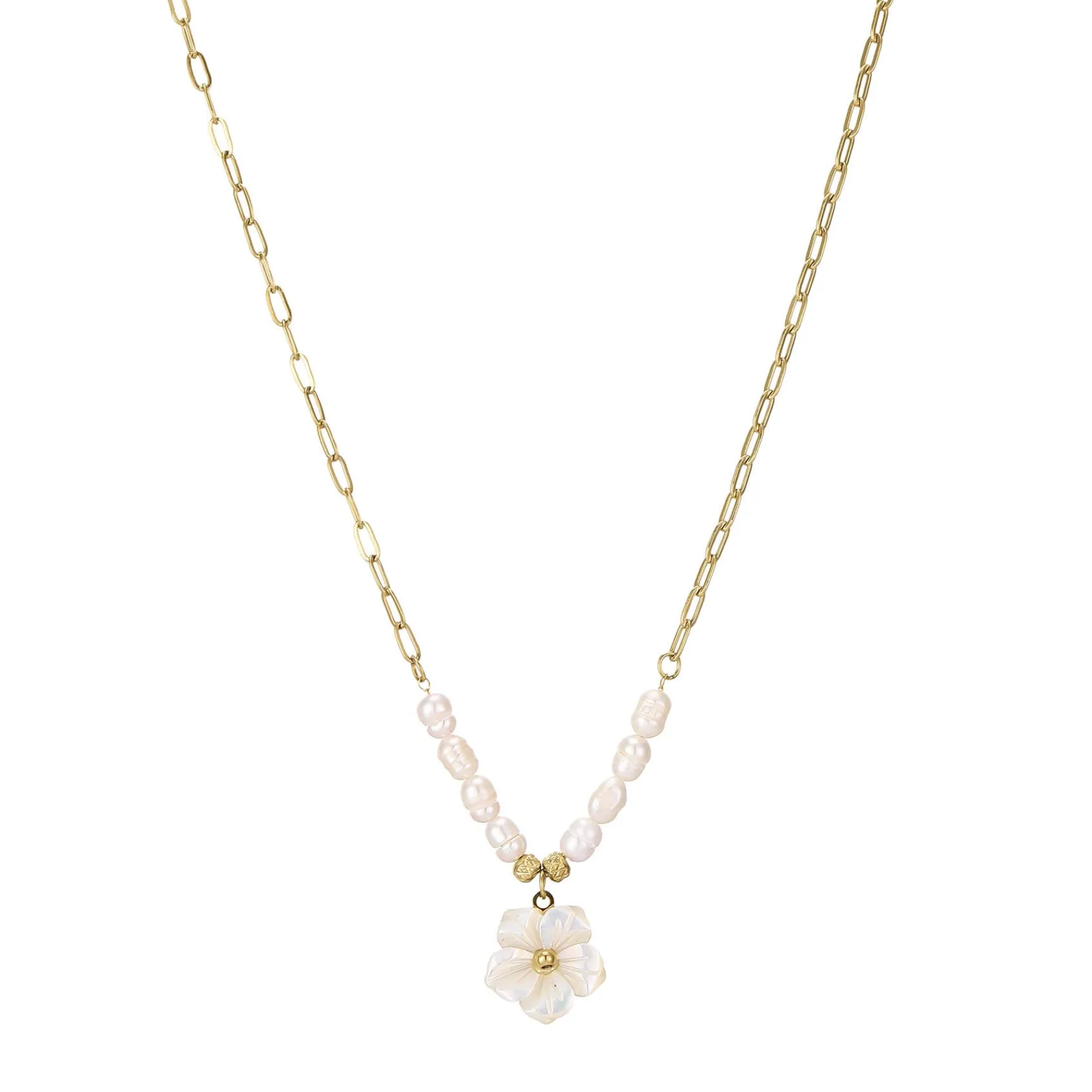 Femme Luzaka Colliers<Collier Fleur nacre acier doré or