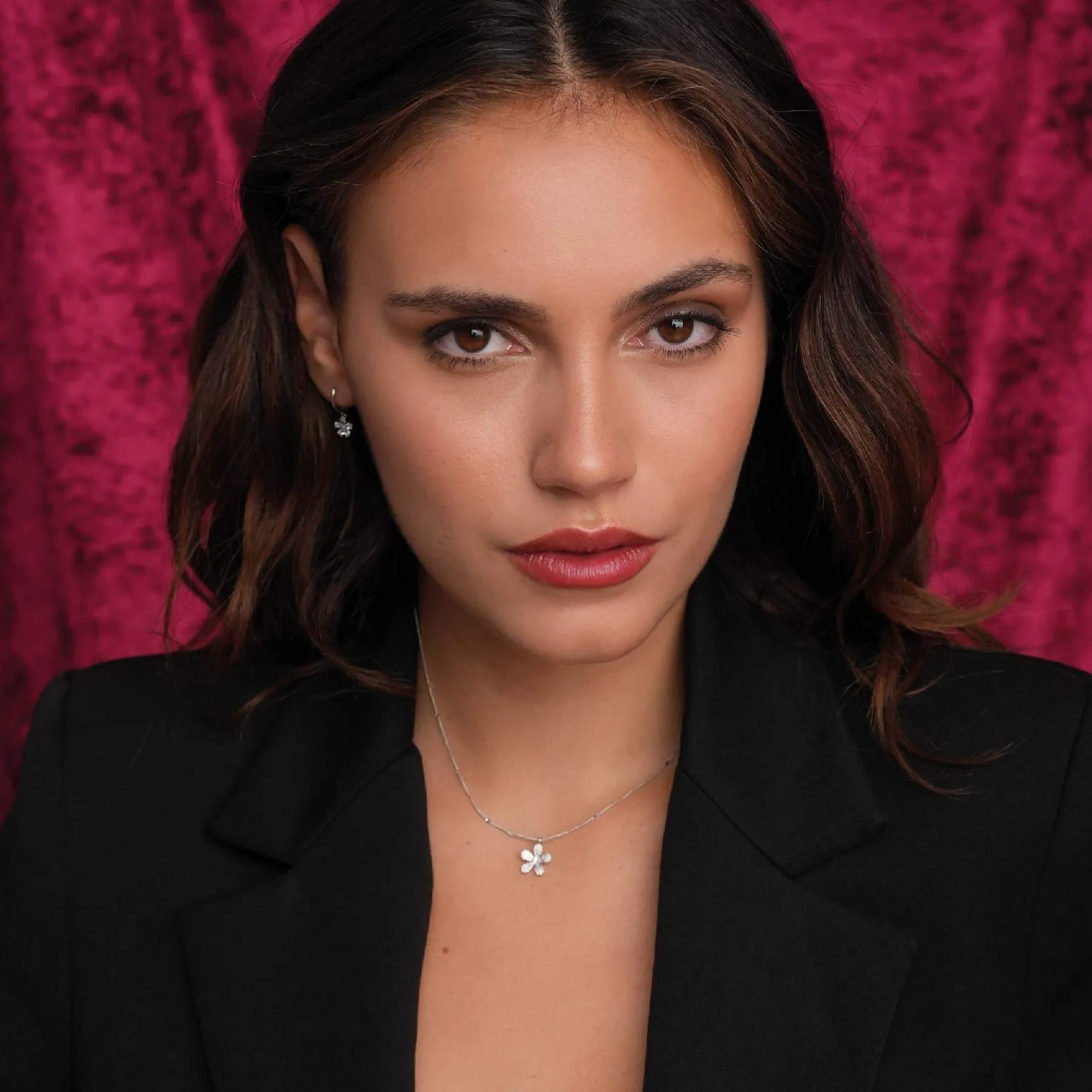 Femme Luzaka Colliers<Collier Flora zircons Argent 925 rhodié