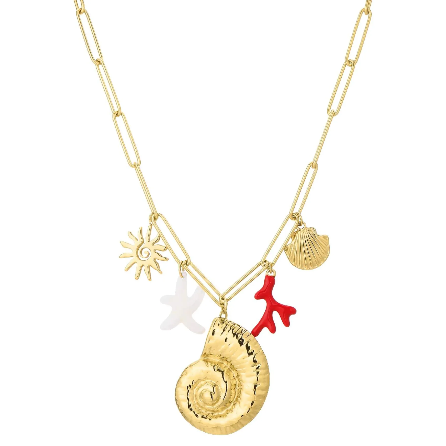 Femme Luzaka Colliers<Collier Galapagos acier doré or