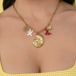 Femme Luzaka Colliers<Collier Galapagos acier doré or
