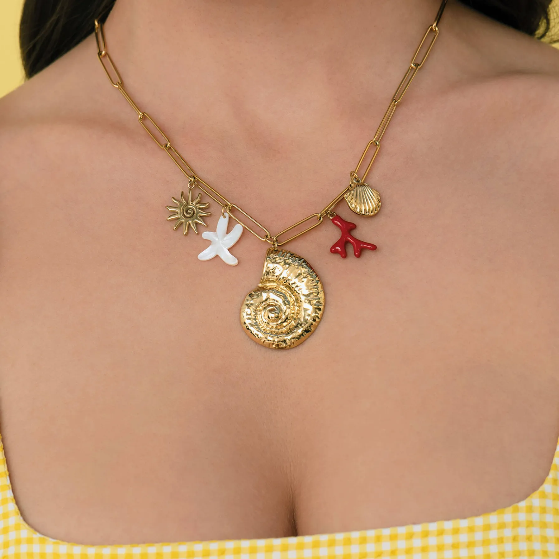Femme Luzaka Colliers<Collier Galapagos acier doré or