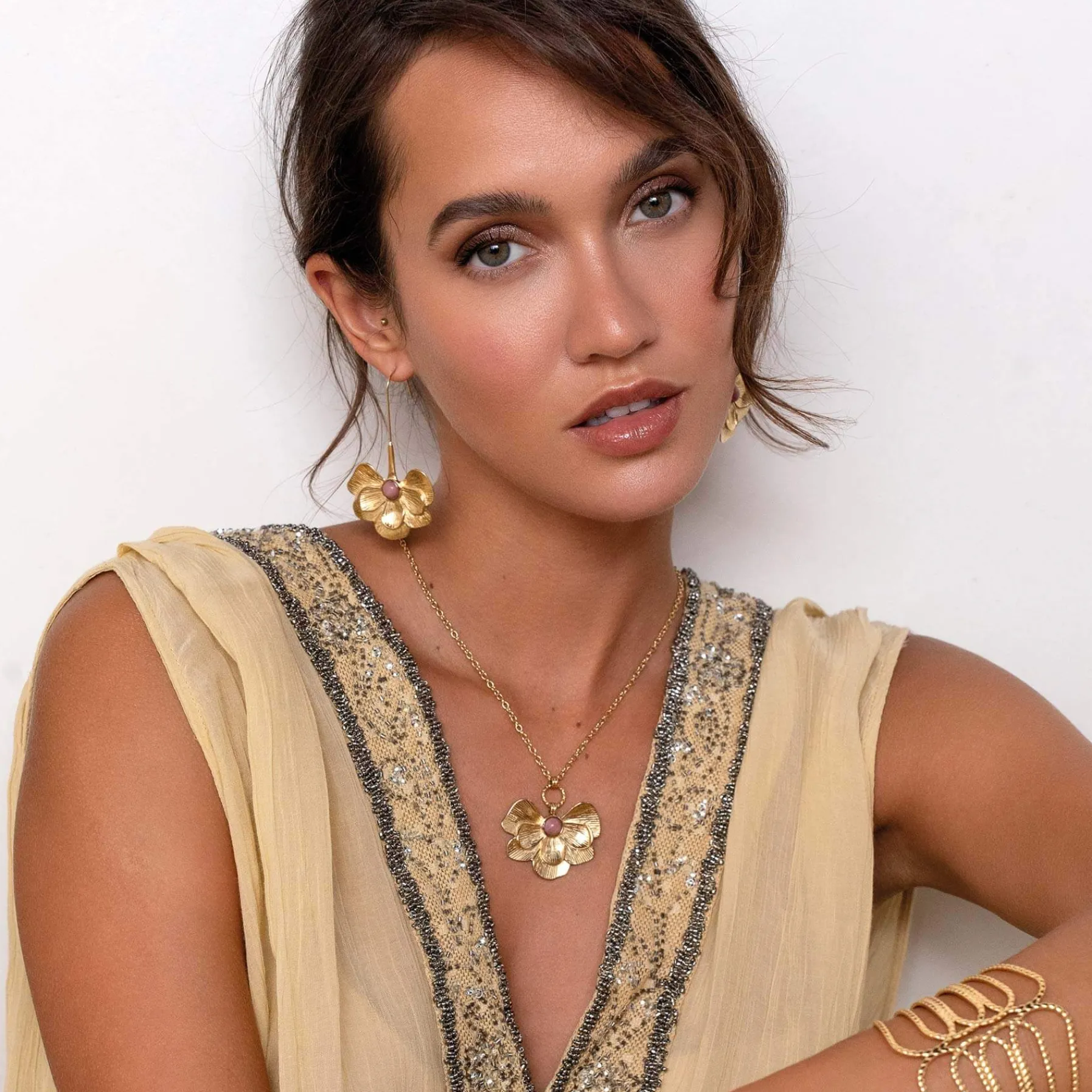 Femme Luzaka Colliers<Collier Iris Rhodonite acier doré or