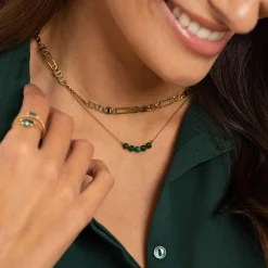 Femme Luzaka Colliers<Collier Isa Pierres Malachite acier doré or