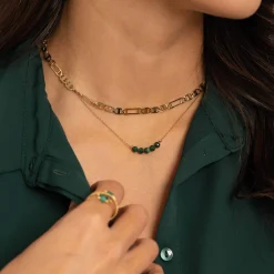 Femme Luzaka Colliers<Collier Isa Pierres Malachite acier doré or