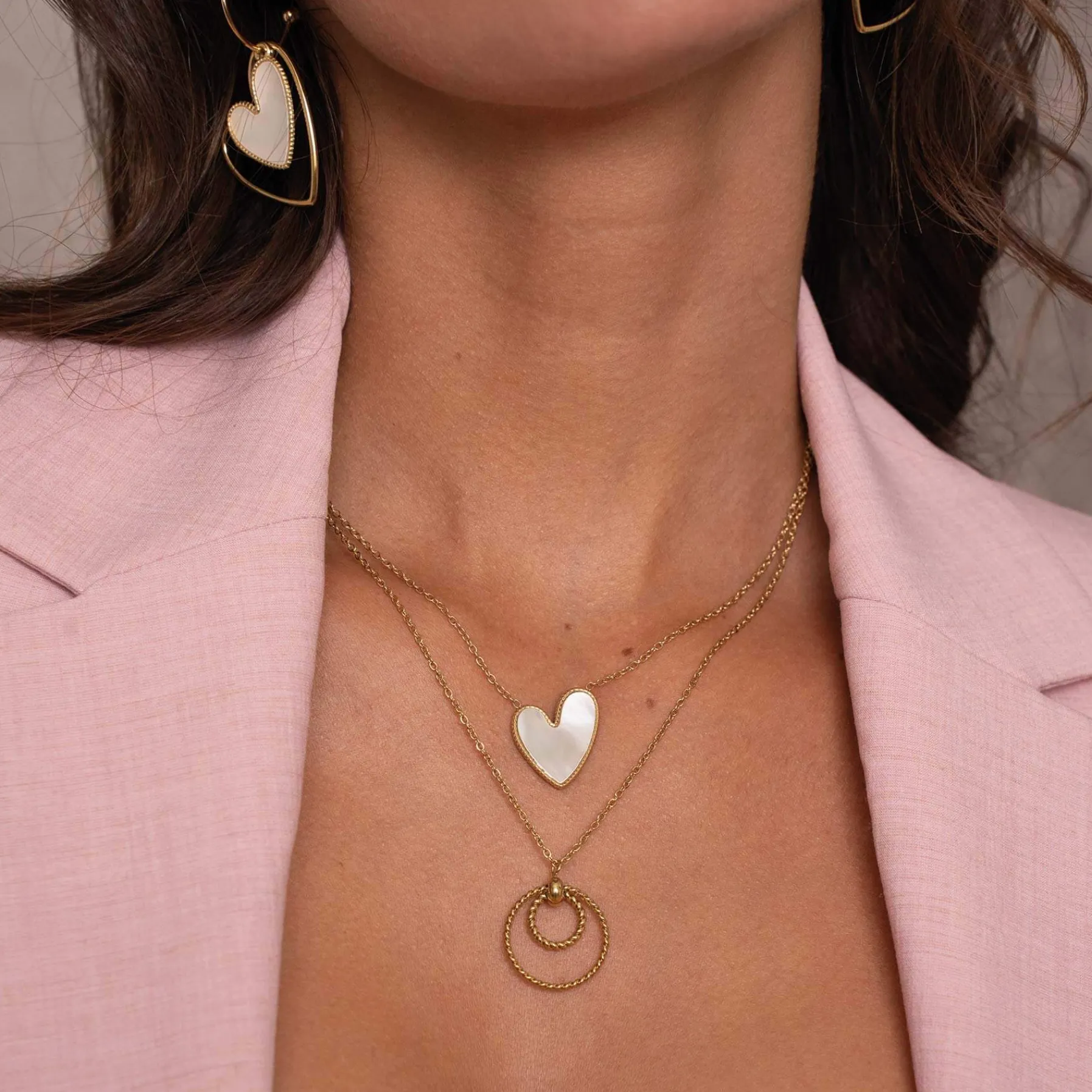 Femme Luzaka Colliers<Collier Luzalove acier doré or et nacre