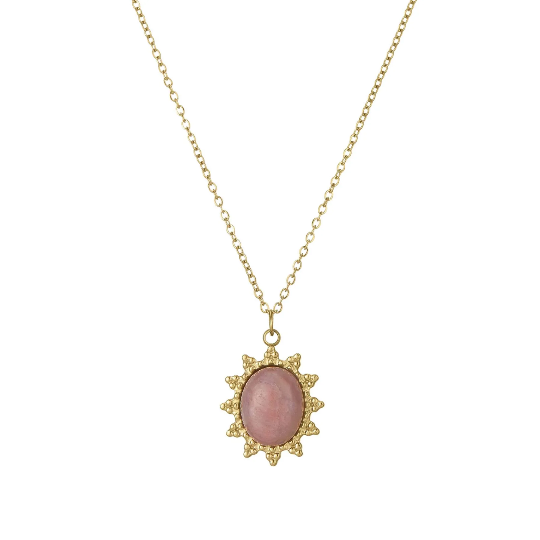 Femme Luzaka Colliers<Collier Lyka acier doré or pierre Rhodonite