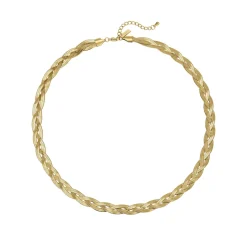 Femme Luzaka Colliers<Collier Mailles plates tréssées acier doré or