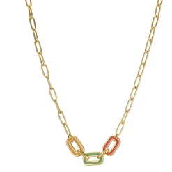 Femme Luzaka Colliers<Collier Maillons multicolores  acier doré or