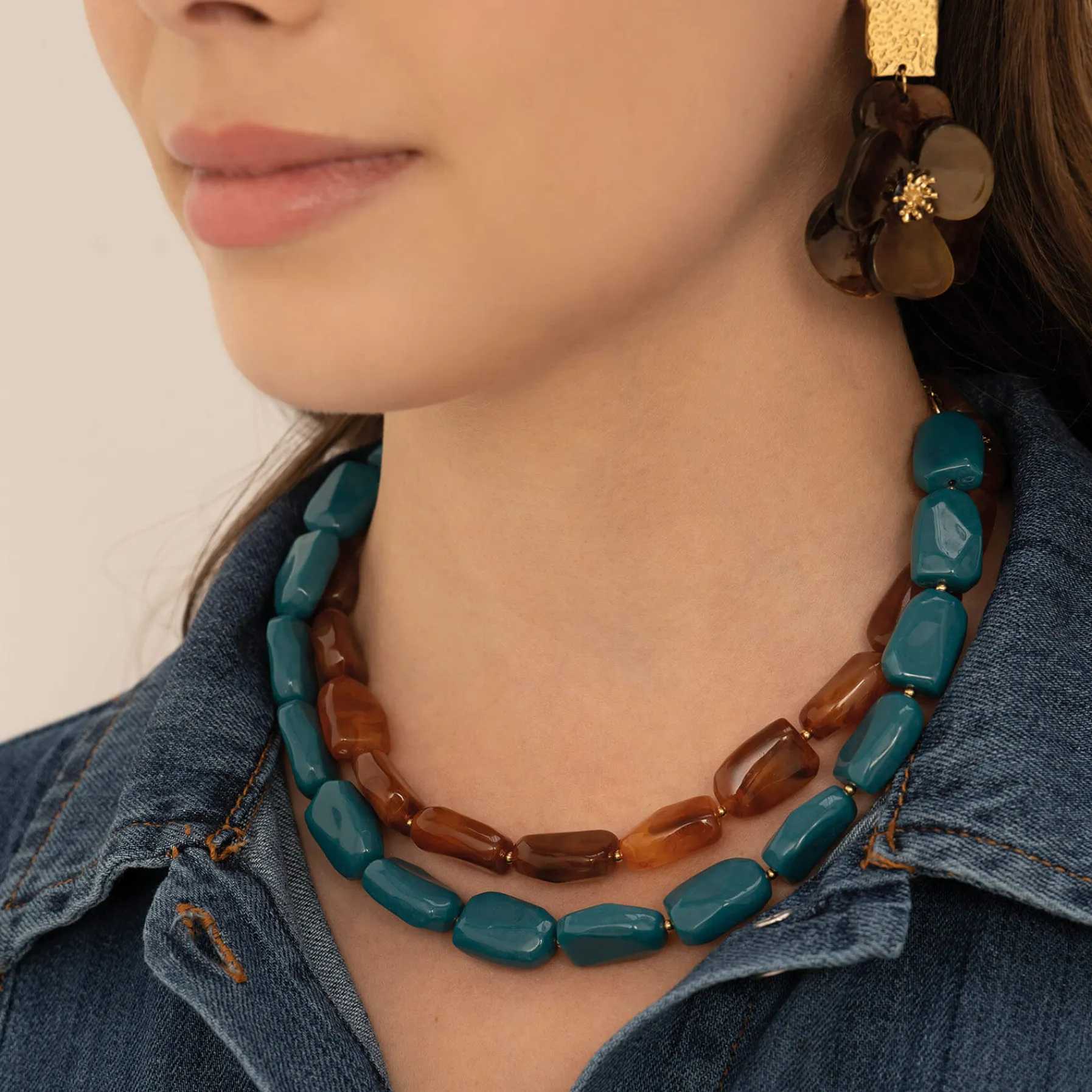 Femme Luzaka Colliers<Collier Naomi bleu acier doré or