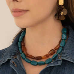 Femme Luzaka Colliers<Collier Naomi marron acier doré or