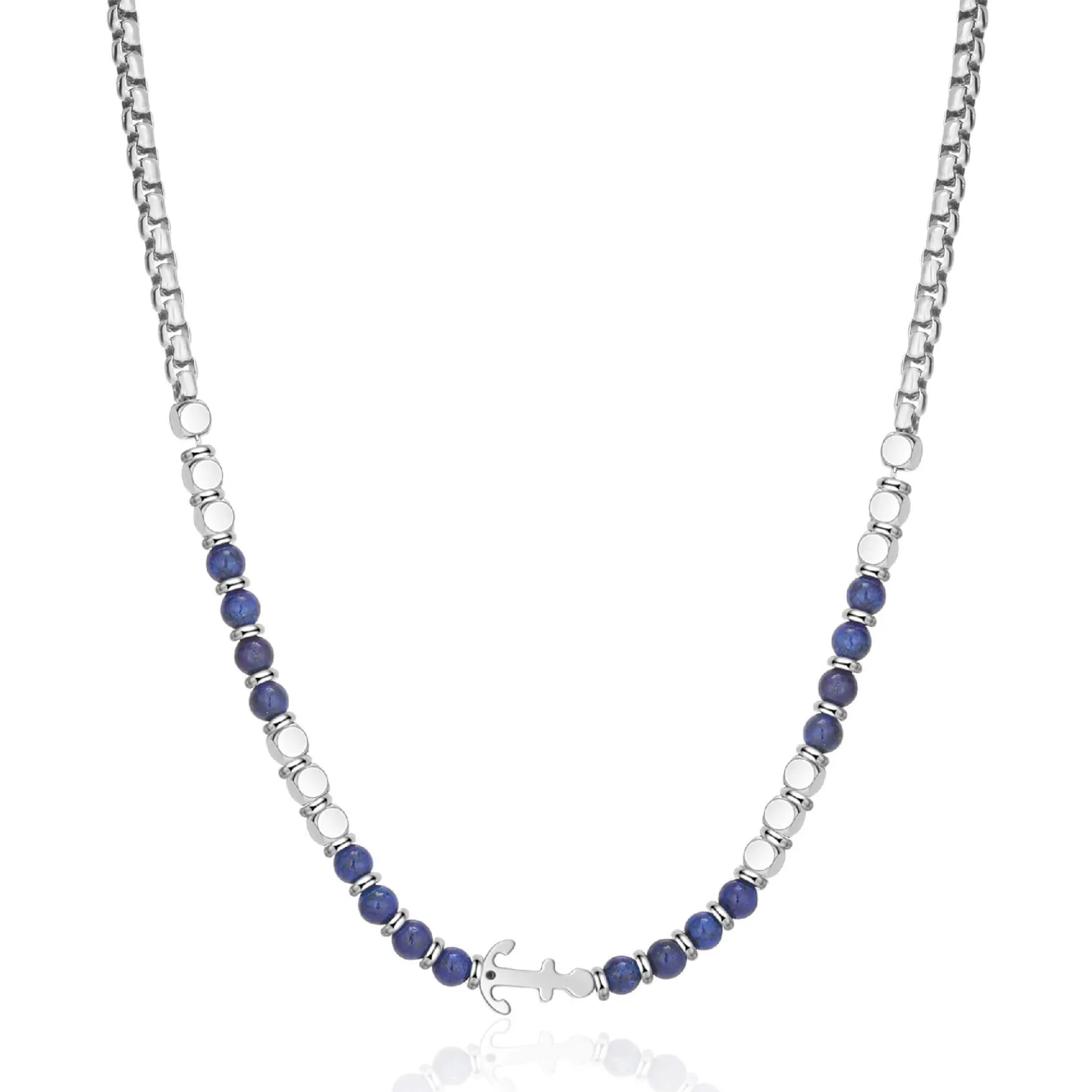 Homme Luzaka Colliers<Collier Navy acier argenté