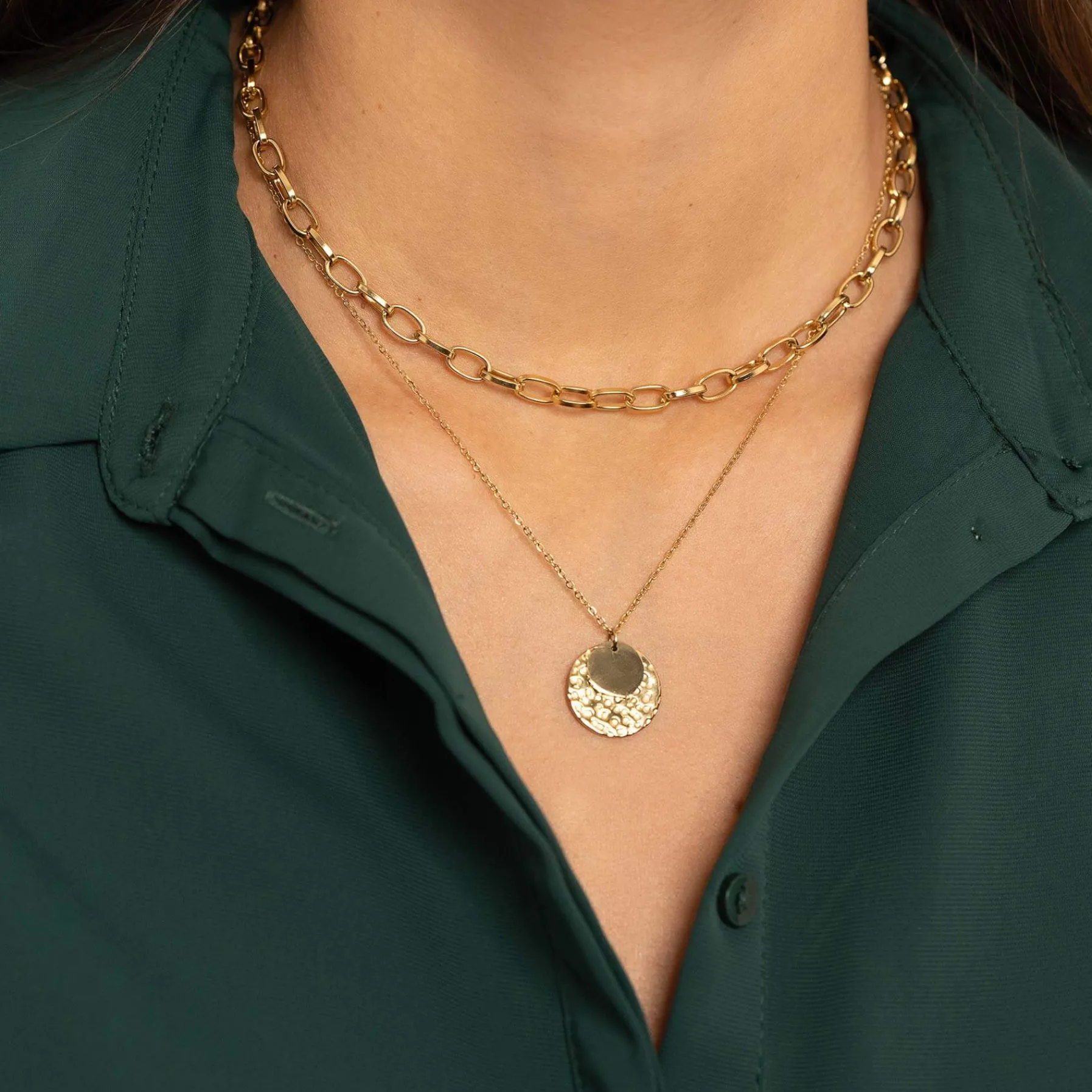 Femme Luzaka Colliers<Collier Tania double rangs acier doré or