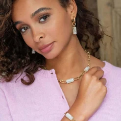 Femme Luzaka Colliers<Collier Topia blanc acier doré or