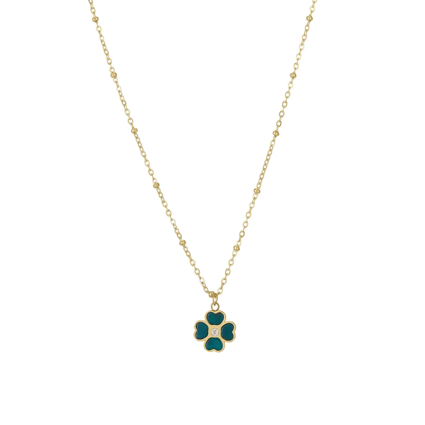 Femme Luzaka Colliers<Collier Trefle vert acier doré or