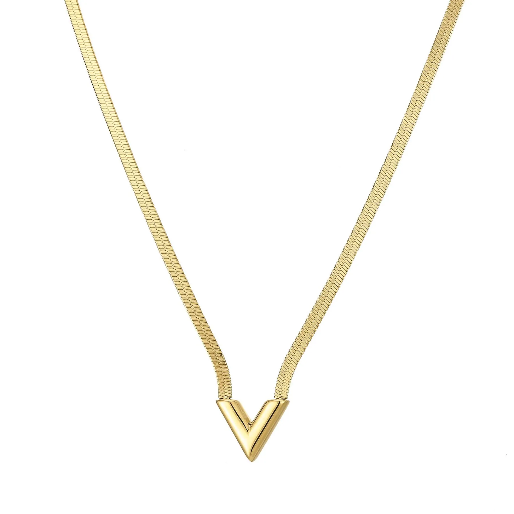 Femme Luzaka Colliers<Collier V Maille plate acier doré or