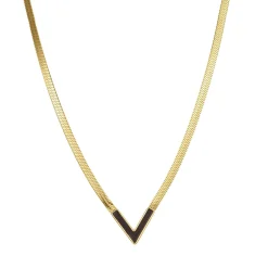 Femme Luzaka Colliers<Collier V noir à maille plate