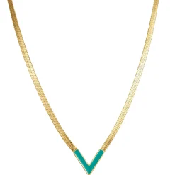 Femme Luzaka Colliers<Collier V vert à maille plate
